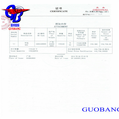 Certificação de origem conveniente CIQ e Fumigation Sosa com serviço de transporte de correio