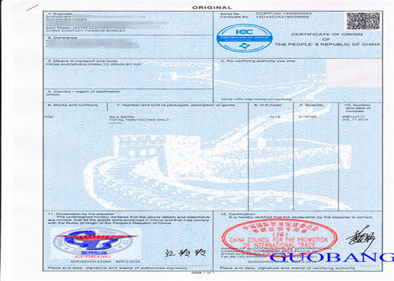 Certificado de Origem do Acordo de Livre Comércio (ALC) Internacional China-Coreia